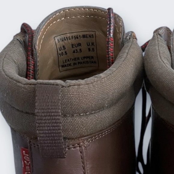 Levi's Men's Sutton Neo Leather Rugged Rubber Sole Boot Size 10.5 Dark Brown - Picture 7 of 9